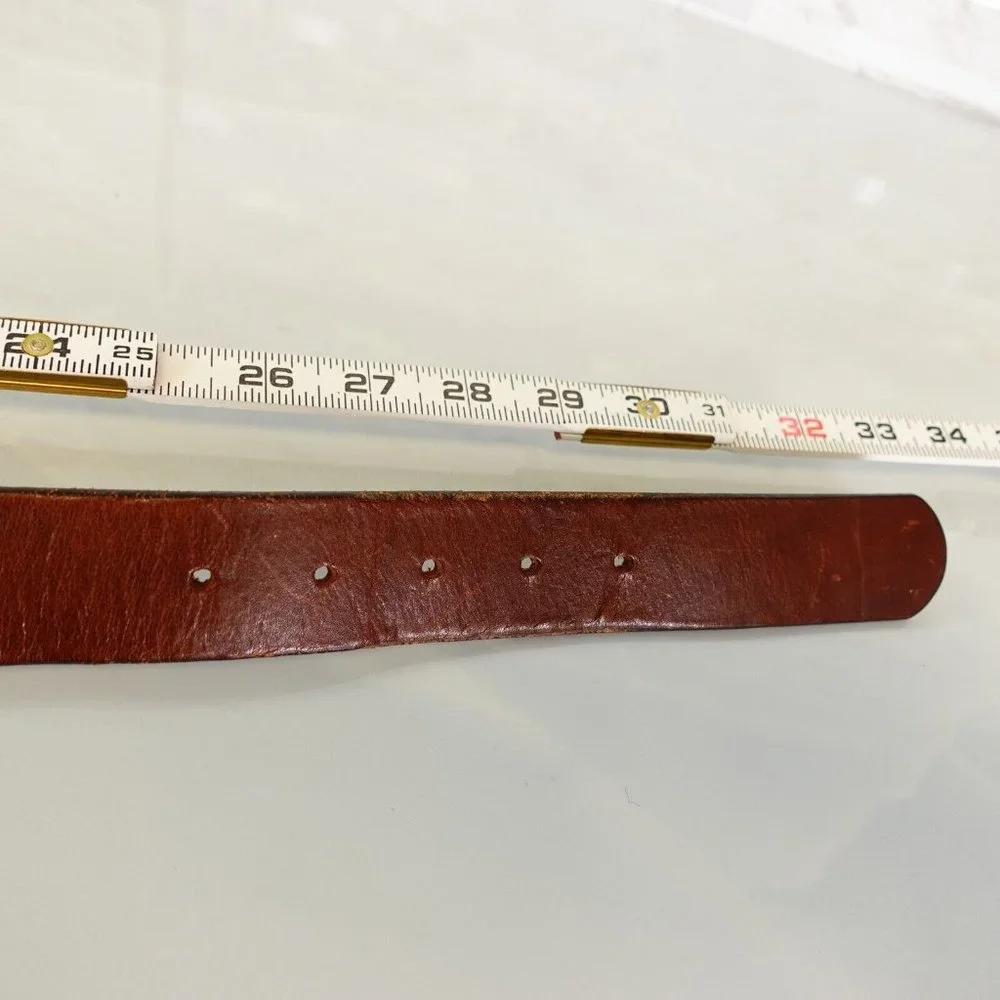 Y2K Italian Genuine Leather Belt Womens XS‎ Chocolate Old Money KENNETH COLE